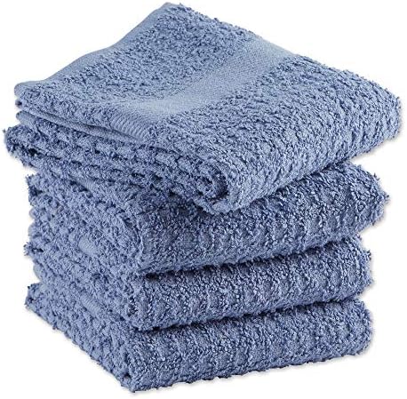 DII Basic Terry Collection Waffle Dishtowel Set, Solid Stonewash Blue, 4 Piece - Image 3