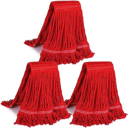 3-Pack Commercial Red Cotton Loop Wet Mop Head Refill by Esuphands