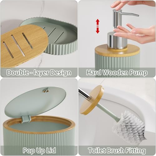 Sage Green Bathroom Accessories Set Complete - Image 3