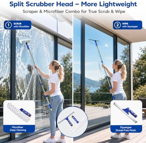 ITTAR Window Squeegee with 2 Sets Separate Pole, Shower Glass, Car Windshield - Image 2