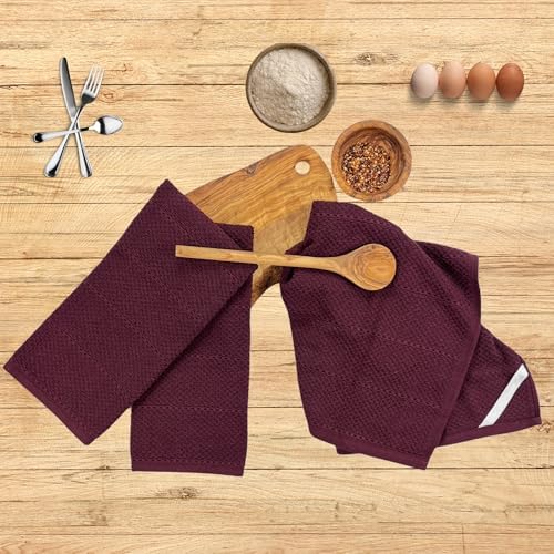 Burgundy Red Wine Kitchen Dish Towels, 100% Cotton - Image 4