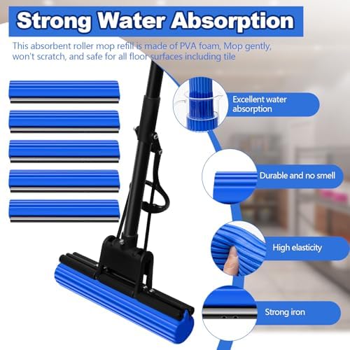 Willinglong 10 Pcs Roller Mop Refill Bulk Absorbent PVA Sponge Mop Head - Image 3