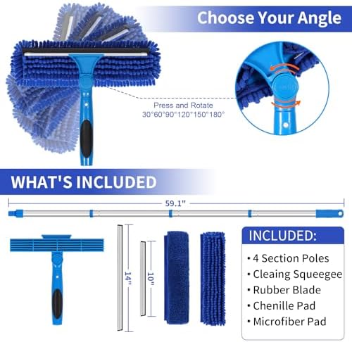 67" Squeegee Window Cleaner, 2 in 1 Professional Window Cleaning Tool Kit - Image 4