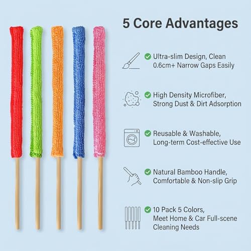 6Pcs Detail Duster Sticks, Mini Crevice Cleaning Brushes - Image 4