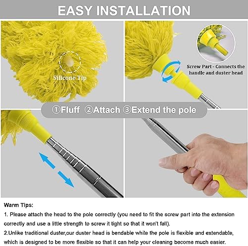 DELUX Microfiber Feather Duster Extendable Cobweb Duster - Image 2