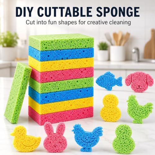 Kitchen Sponges Compressed Cellulose Sponge, Non Scratch Natural Dish Sponge - Image 5