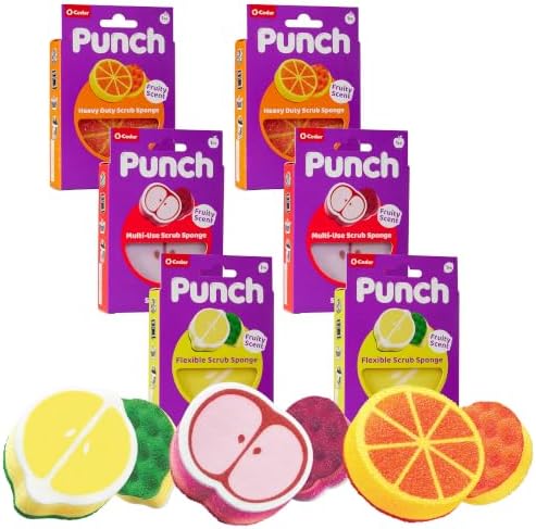 O-Cedar Punch Fruit-Shaped Scrub Sponge Variety Pack, adapts & Powers Through by Unknown