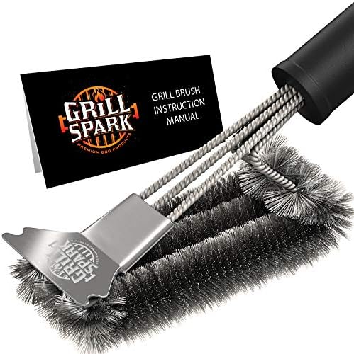 BBQ Grill Brush and Scraper 18" | Stainless Steel Cleaning Brush Accessories | by GRILL+SPARK