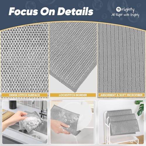Orighty Dish Cloths, 24 Pack Double-Layer Metal Dish Rags - Image 3