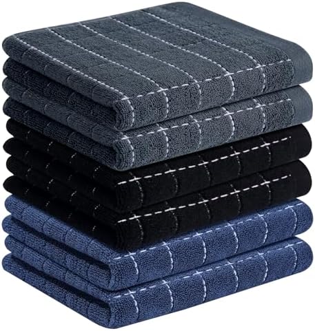 Homaxy 100% Cotton Terry Kitchen Towels, 6 Pack by Homaxy