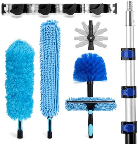 Upgraded Electrostatic Ceiling Fan Duster, 5-12FT Telescopic Pole Ladder-Free by KAKO