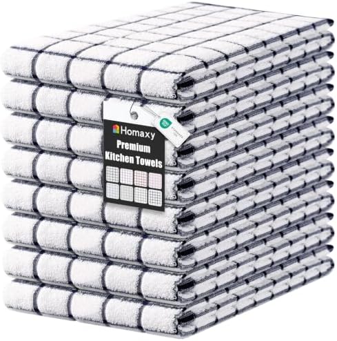 Homaxy Premium Kitchen Towels, Check Design, Dusty Blue by Homaxy