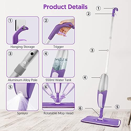 Microfiber Spray Mops for Floor Cleaning Wet Dry Use for Wood Tile Laminate - Image 6