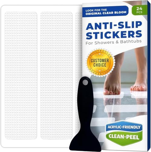 Clear Bloom Anti-Slip Shower Stickers, Non-Slip Bathtub Floor Grip, 24 Pack by ClearBloom