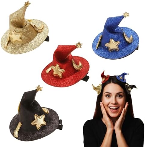 4PCS Glitter Witch Hat Hair Clips, Cute Halloween Hair Barrettes by Unknown