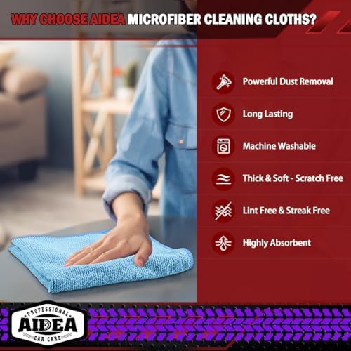 AIDEA Microfiber Cleaning Cloth, Shop Rags 12"×12" - Image 3