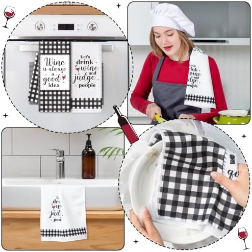 R HORSE 5 Pack Funny Wine Kitchen Dish Towels - Image 2