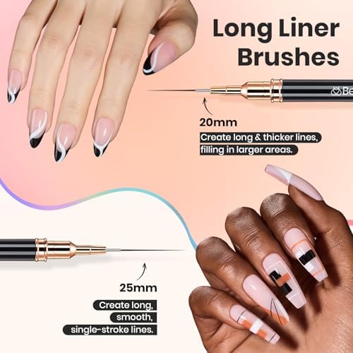 Beetles Liner Brushes for Nails 5pcs, Metallic Nail Art Brushes Black - Image 5