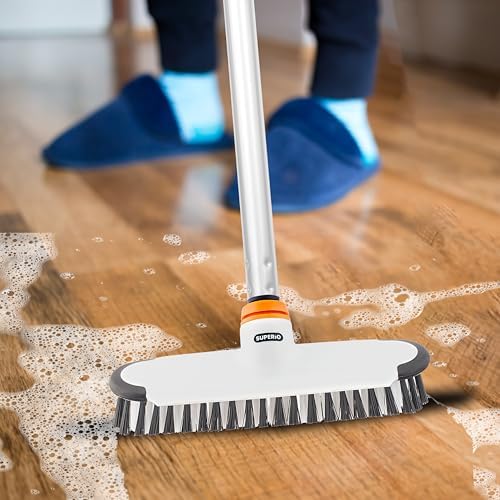 Superio Deck Scrub Brush with Long Handle, Heavy Duty Stiff Bristles Grout - Image 3
