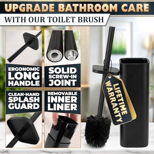 Black Toilet Brush and Holder Set - Image 4