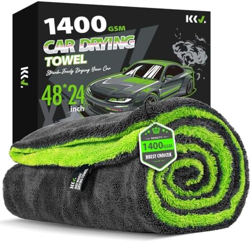 KKV Full-Sized SUV Drying Towel, 48”x24” Dual Sided Microfiber Car Cleaning by KKV