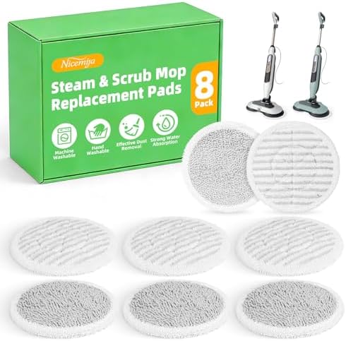 8 Pack Steam Mop Replacement Pads by Nicemiya