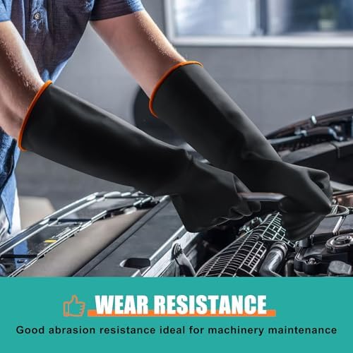 18" XL Size Latex Chemical Resistant Gloves, Heavy Duty Long Rubber Gloves - Image 4