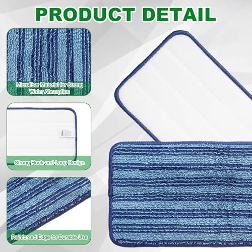 uxcell 2Pcs Microfiber Mop Pads, 11.8x5.5 Reusable Replacement Flat Mop Pads - Image 3
