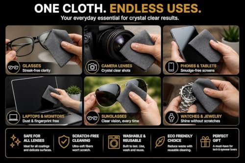 Microfiber Cleaning Cloth for Glasses & Camera –12 Pack + Velvet Pouch - Image 7