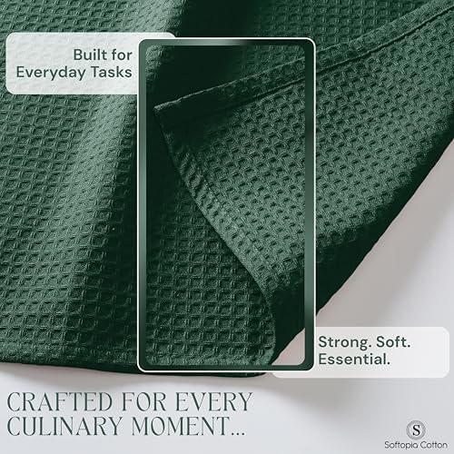 Forest Green Kitchen Towels – Waffle Weave, 100% Cotton, Soft & Absorbent - Image 5