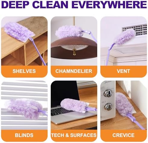 JOYMOOP Scented Telescopic Duster kit, 3FT Extendable Handle + 24 Purple Refills - Image 6
