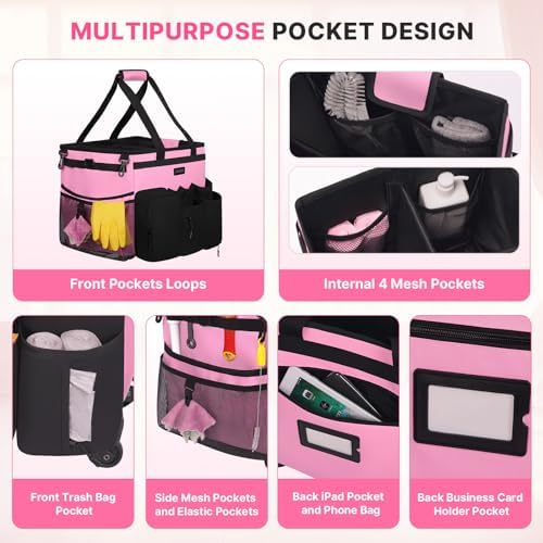 JKAOO Large Rolling Cleaning Caddy Bag - Image 5