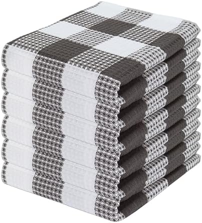 Waffle Weave Plaid Dish Cloth, DishTowel 15x25"S/6 by PurpleEssences