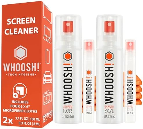 WHOOSH! Screen Shine Duo – Screen Cleaner Kit, 3.4 + 0.3 fl oz by WHOOSH