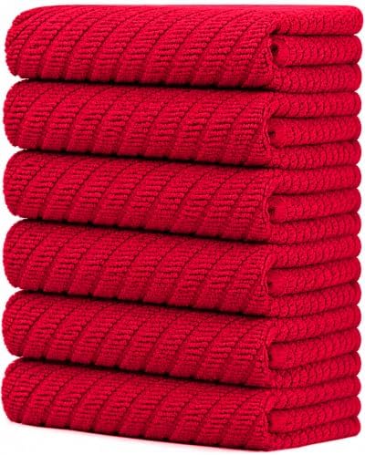 Bumble Kitchen Towels, 100% Cotton, Dish Towels Red by BumbleTowels