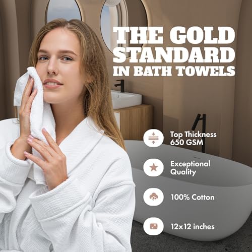 Wealuxe White Washcloths 12 Pack - Image 2