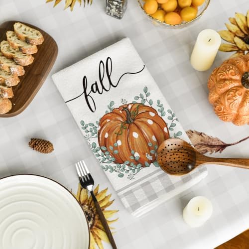 Artoid Mode Pumpkin Leaves Fall Kitchen Towels Set of 2 18x26 Inch - Image 4