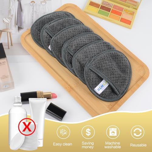 SINLAND Reusable Makeup Remover Pads Grey 12 Pack - Image 5