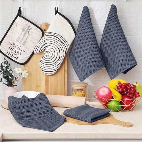 Homaxy 100% Cotton Waffle Weave Kitchen Dish Cloths, Dark Grey - Image 6