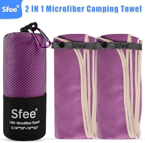 Sfee 2 Pack Microfiber Travel Towel, Quick Dry Towel Camping Beach Towel Super - Image 6