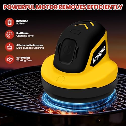 Electric Grill Brush for Outdoor Grill- 4 Replaceable Heads, 3000mAh IPX7 - Image 4