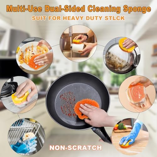 5 Pack Scrub Sponge, Dual-Sided Temperature Controlled Kitchen Sponge - Image 4