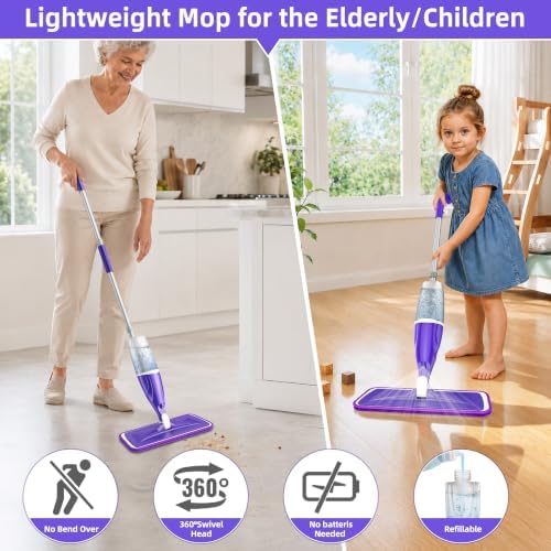 Wet Dry Mops for Floor Cleaning: Spray Mops Hardwood Floor Mop Refillable - Image 5