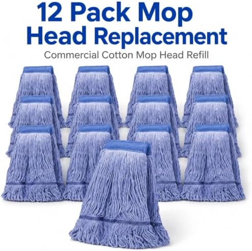 12 Pack Mop Head Replacement, Cleaning Heavy Duty Mop Head Commercial - Image 2