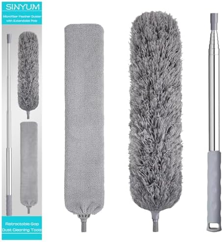 100 Inch Retractable Gap Dust Cleaner Cleaning Tools & Microfiber Feather by SINYUM