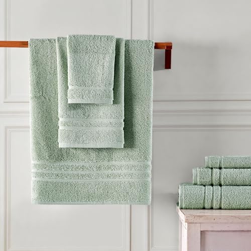 Hawmam Linen Towel Set, Turkish Cotton, 6 Pack, Light Green - Image 4
