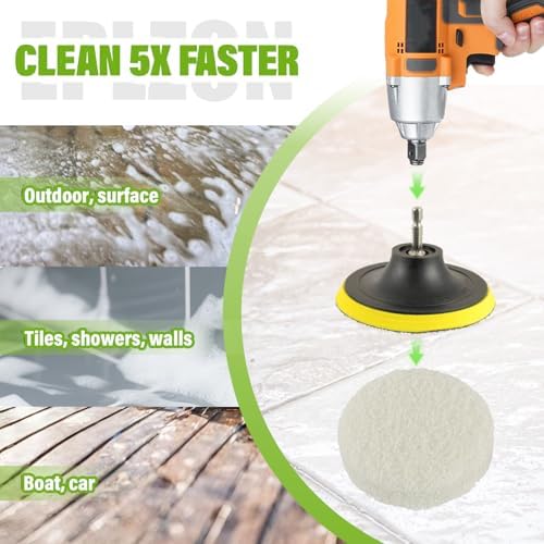 4 Inch Drill Brush Scrub Pads Cleaning Kit, 5X Faster Cleaning, Reusable Double - Image 5