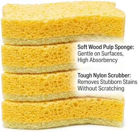 Natural Cellulose Dish Sponges for Kitchen, Non-Scratch Scrub Sponge - Image 2