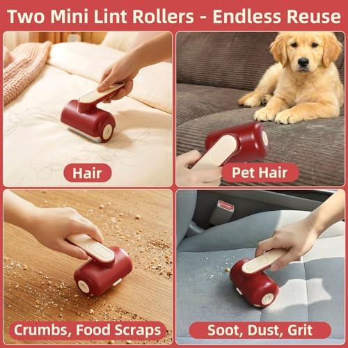 Mini Reusable Lint Roller 2 Pack, Washable Gel Sticky Lint Roller - Image 4