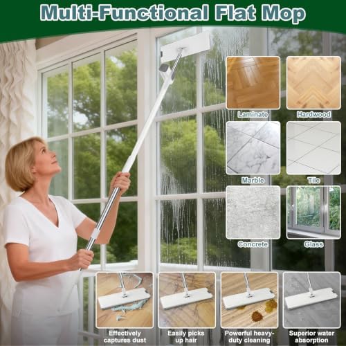Self Wringing Mop with 2 Pads, Hands Free Microfiber Flat Mop - Image 7